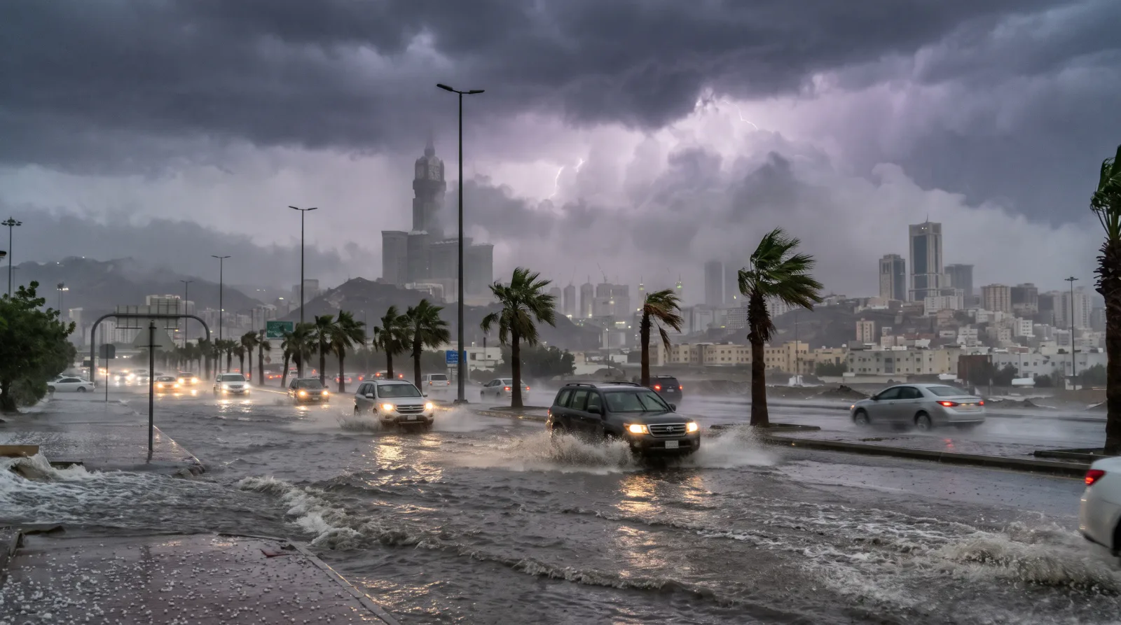 إنذار أحمر من الأرصاد: أمطار غزيرة وسيول وبرد على مكة المكرمة